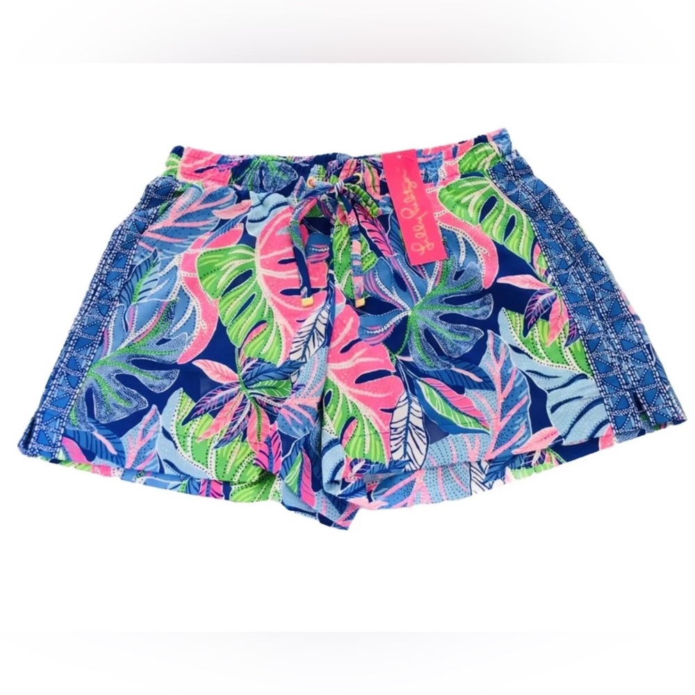 NWT Lilly Pulitzer Katia Mid Rise Shorts Beleaf In Yourself NWT In Package Blue